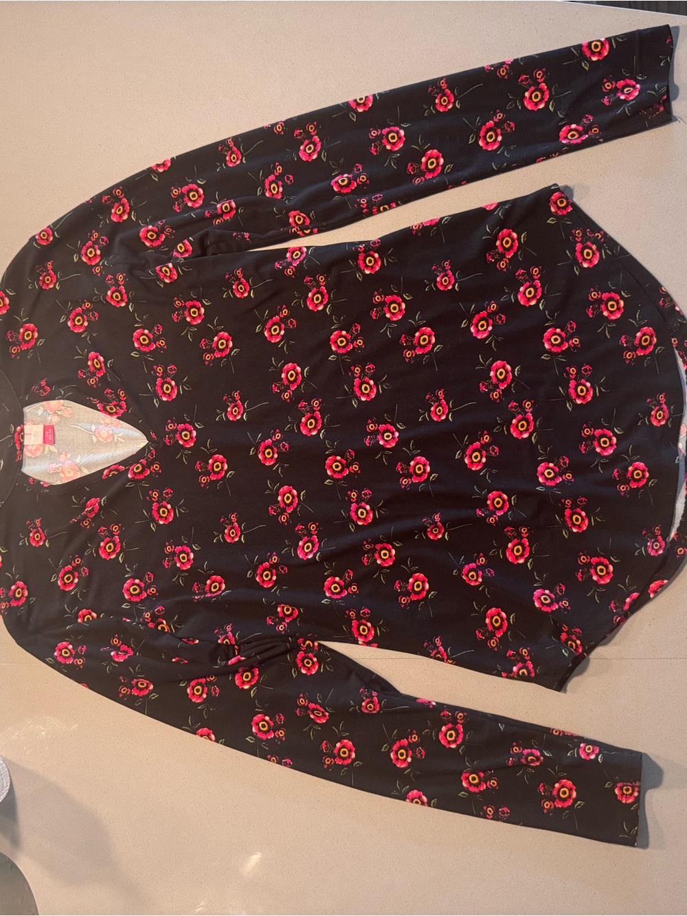No Boundaries Black Floral Long-Sleeve Top